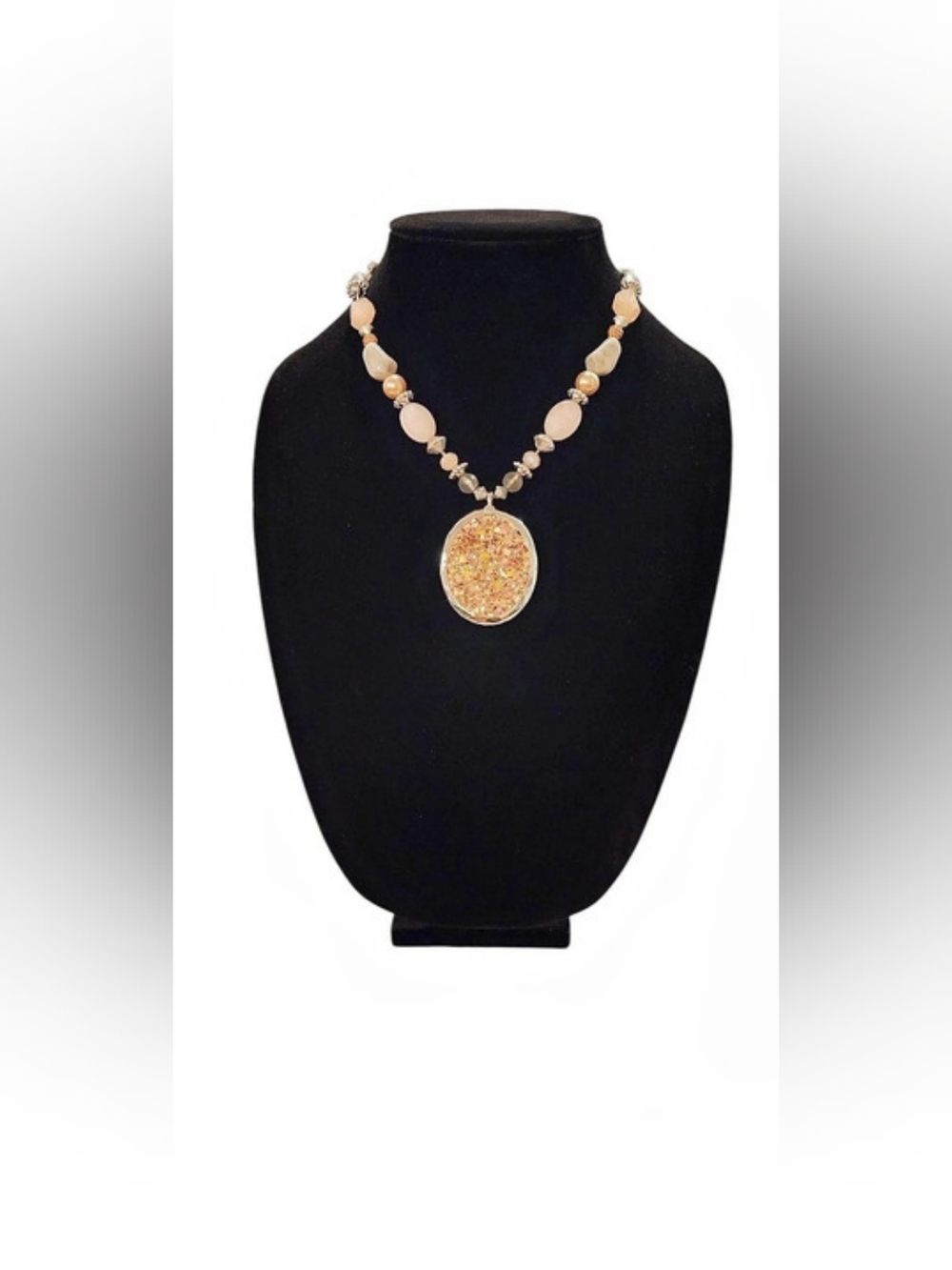 Chico's Pink & Gold Statement Pendant Necklace Like New